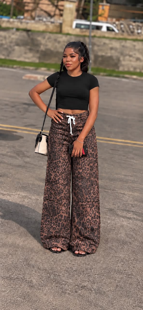 Leopard Print Wide Trouser