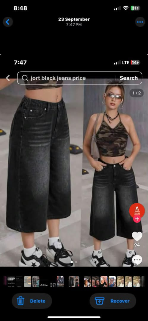 Black Denim Jorts / Knee-Length Shorts